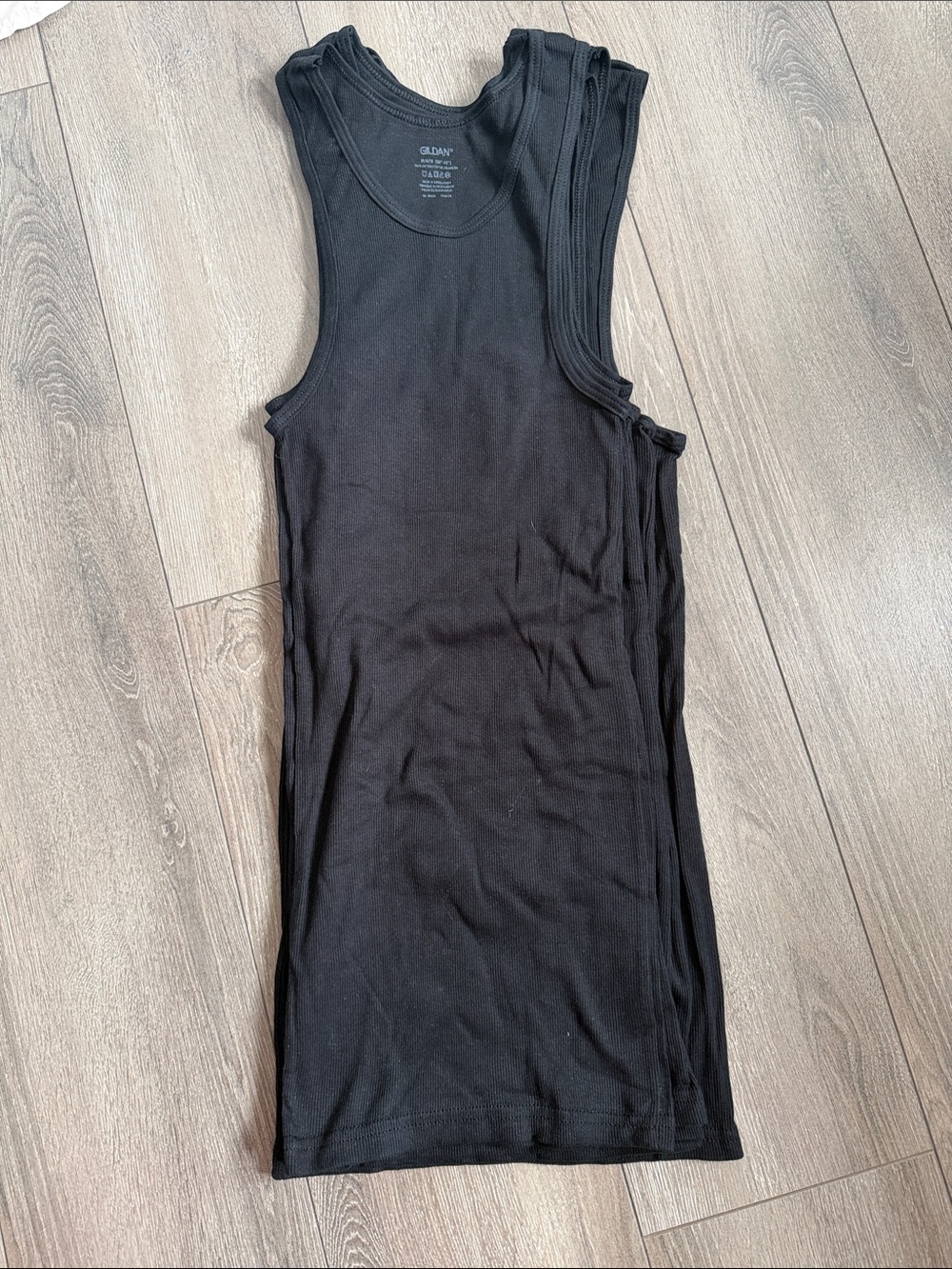 Gildan Black Ribbed Muscle Tank 6 pk
